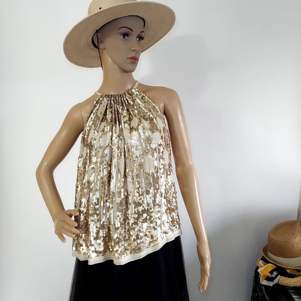 Max Azira gold halter top with tie,